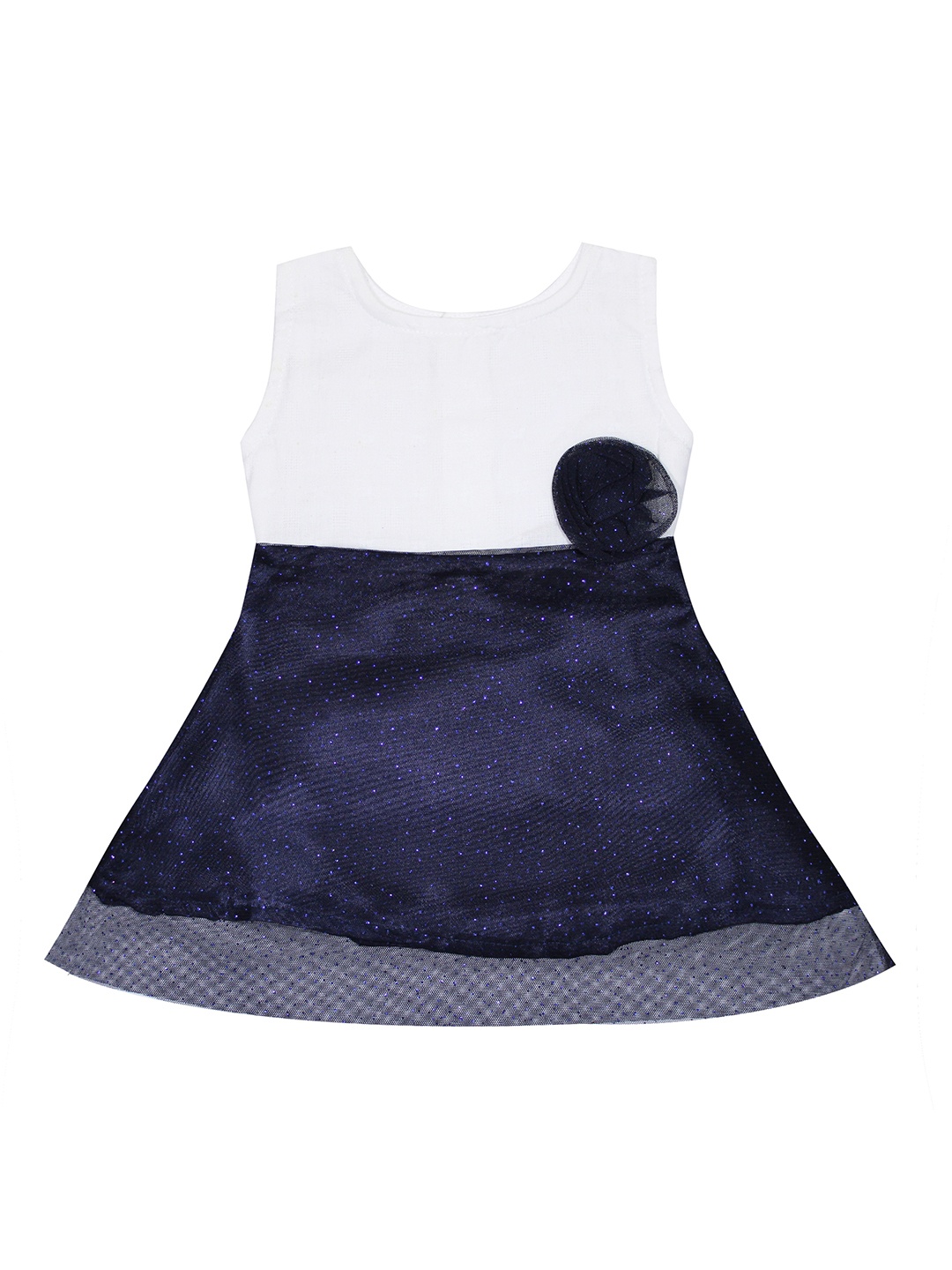 

Luke & Lilly Girls Blue & White Self Design Fit and Flare Dress