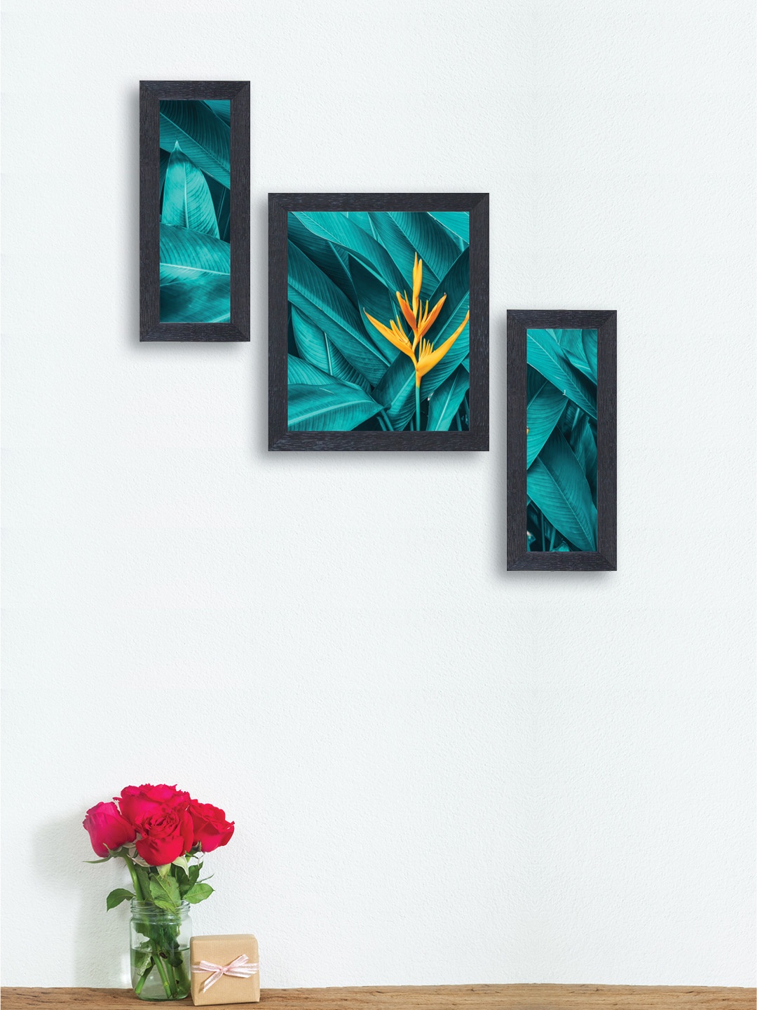 

nest ART Set of 3 Teal Green Leaf Wall Arts, Multi