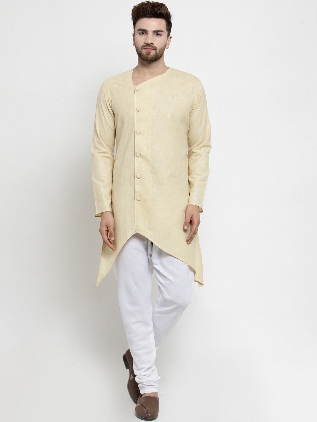 

TREEMODA Men Beige Solid Straight Kurta