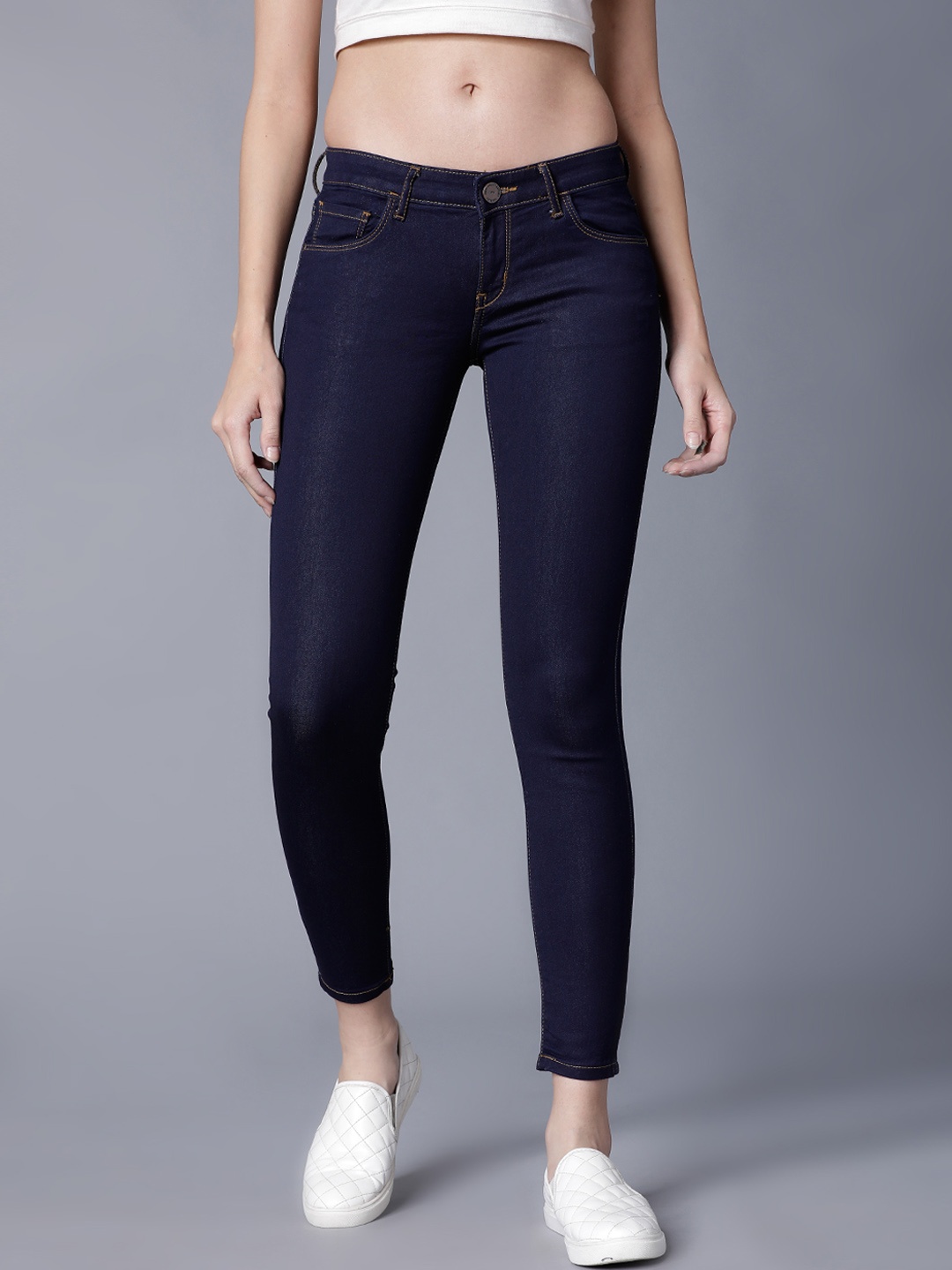 Tokyo Talkies Women Blue Super Skinny Fit Mid-Rise Clean Look Stretchable Jeans