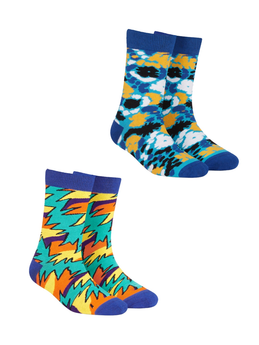 

Dynamocks Unisex Pack of 2 Patterned Calf-Length Socks, Blue