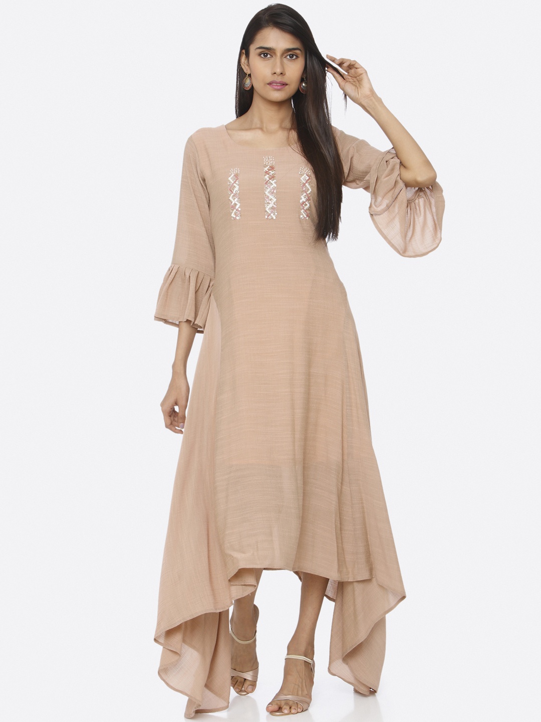 

RAISIN Women Printed Peach-Coloured Maxi Dress