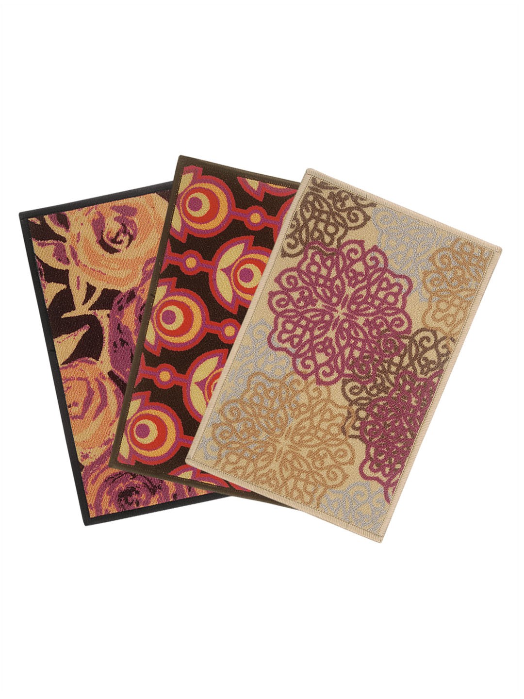 

BIANCA Set of 3 Patterned Anti-Skid Doormats, Multi