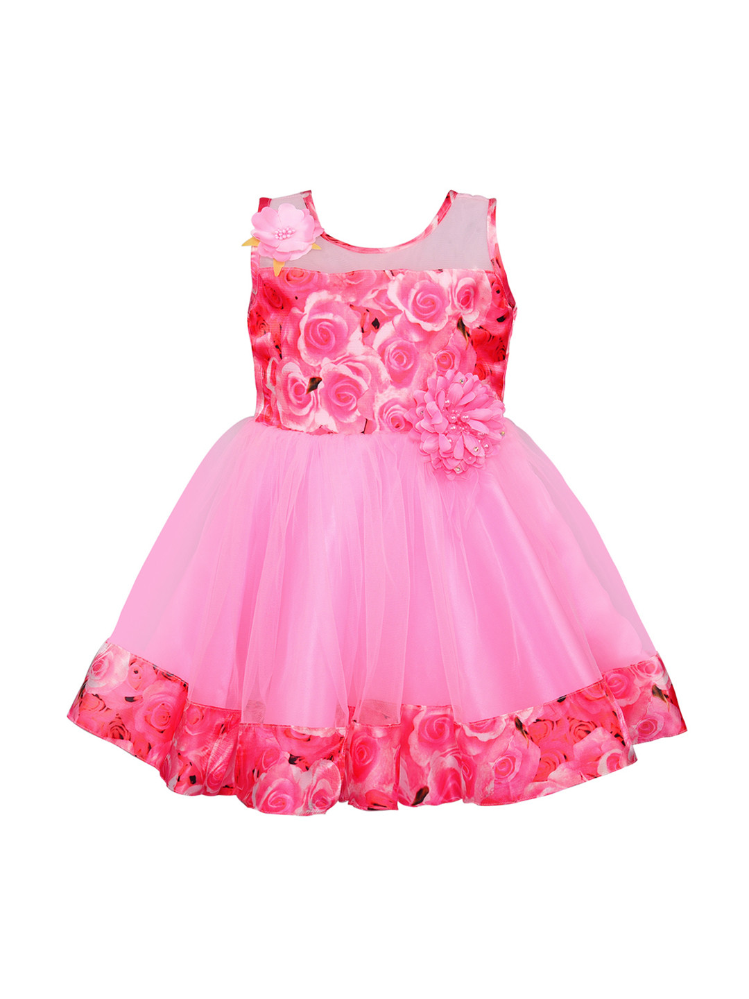 

Wish Karo Girls Pink Printed Fit and Flare Dress