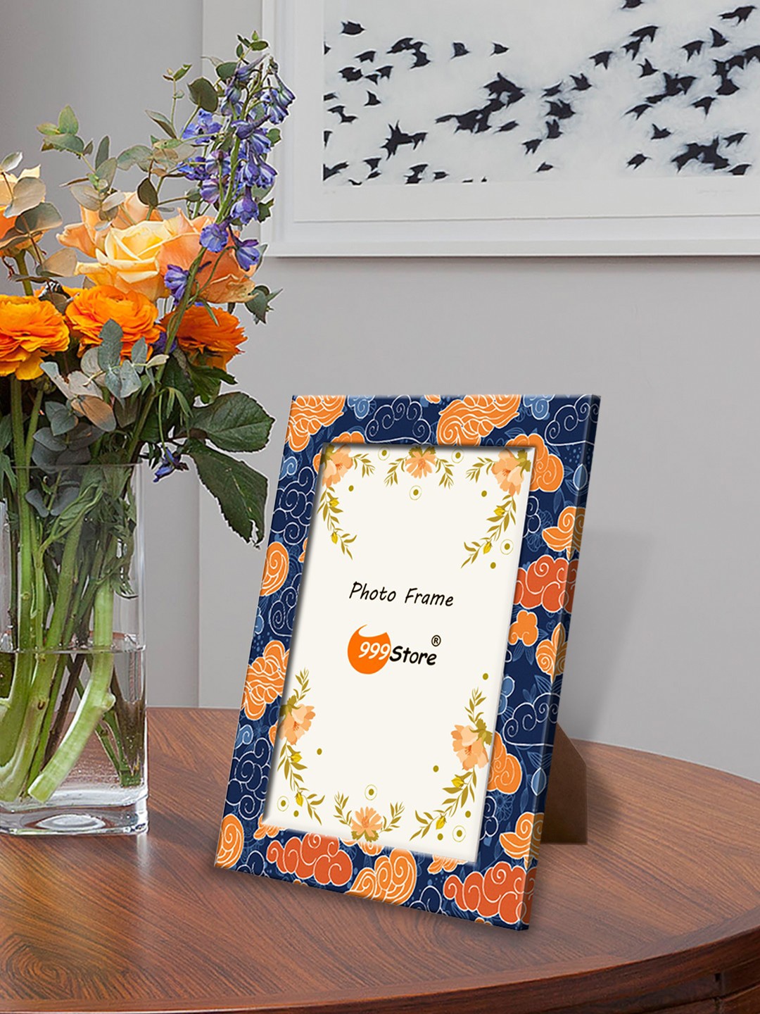 999Store Blue & Orange Printed Photo Frame