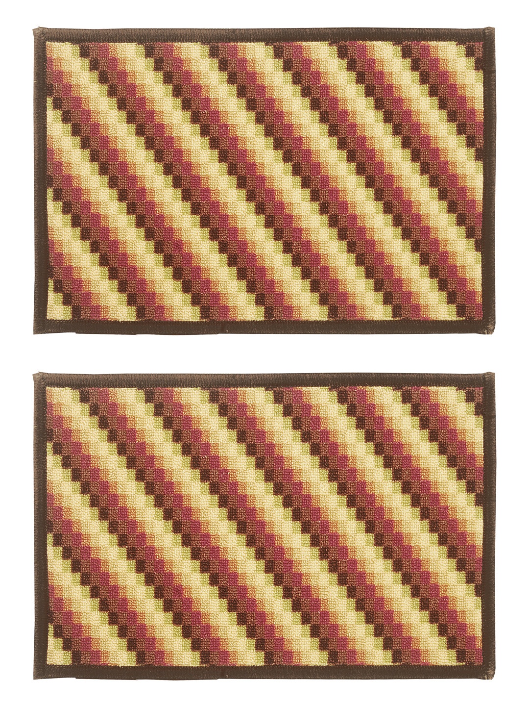 

BIANCA Set of 2 Beige & Brown Patterned Anti-Skid Doormats