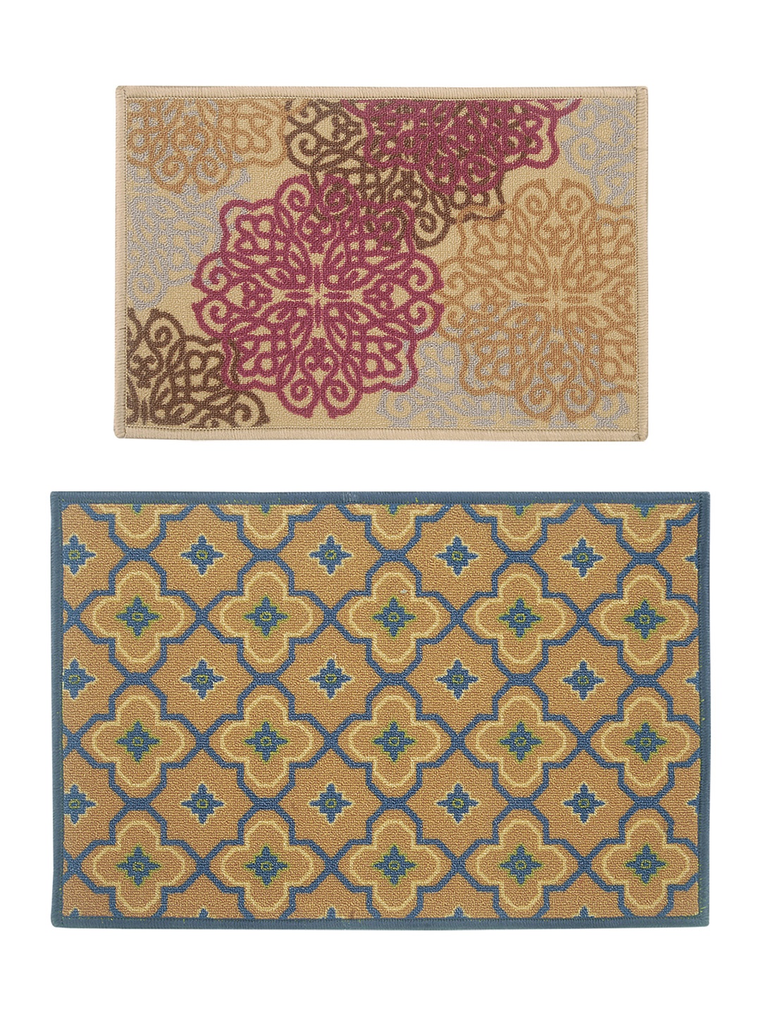 

BIANCA Set of 2 Patterned Anti-Skid Doormats, Beige