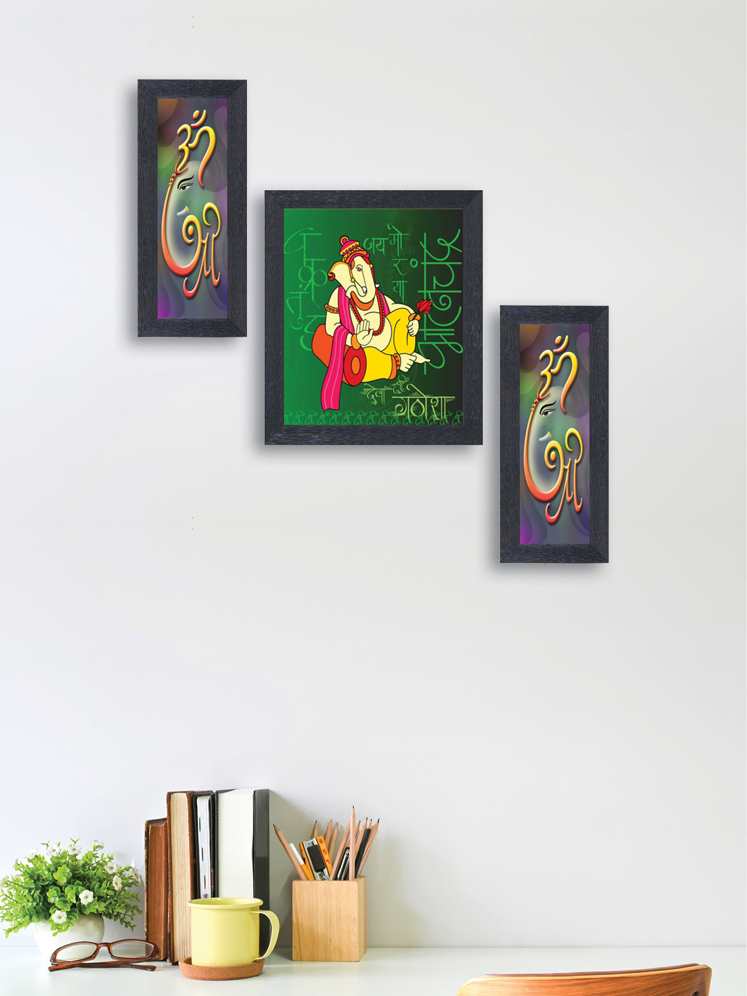 

nest ART Set of 3 Multicoloured Shri Ganesh Wall Arts, Multi