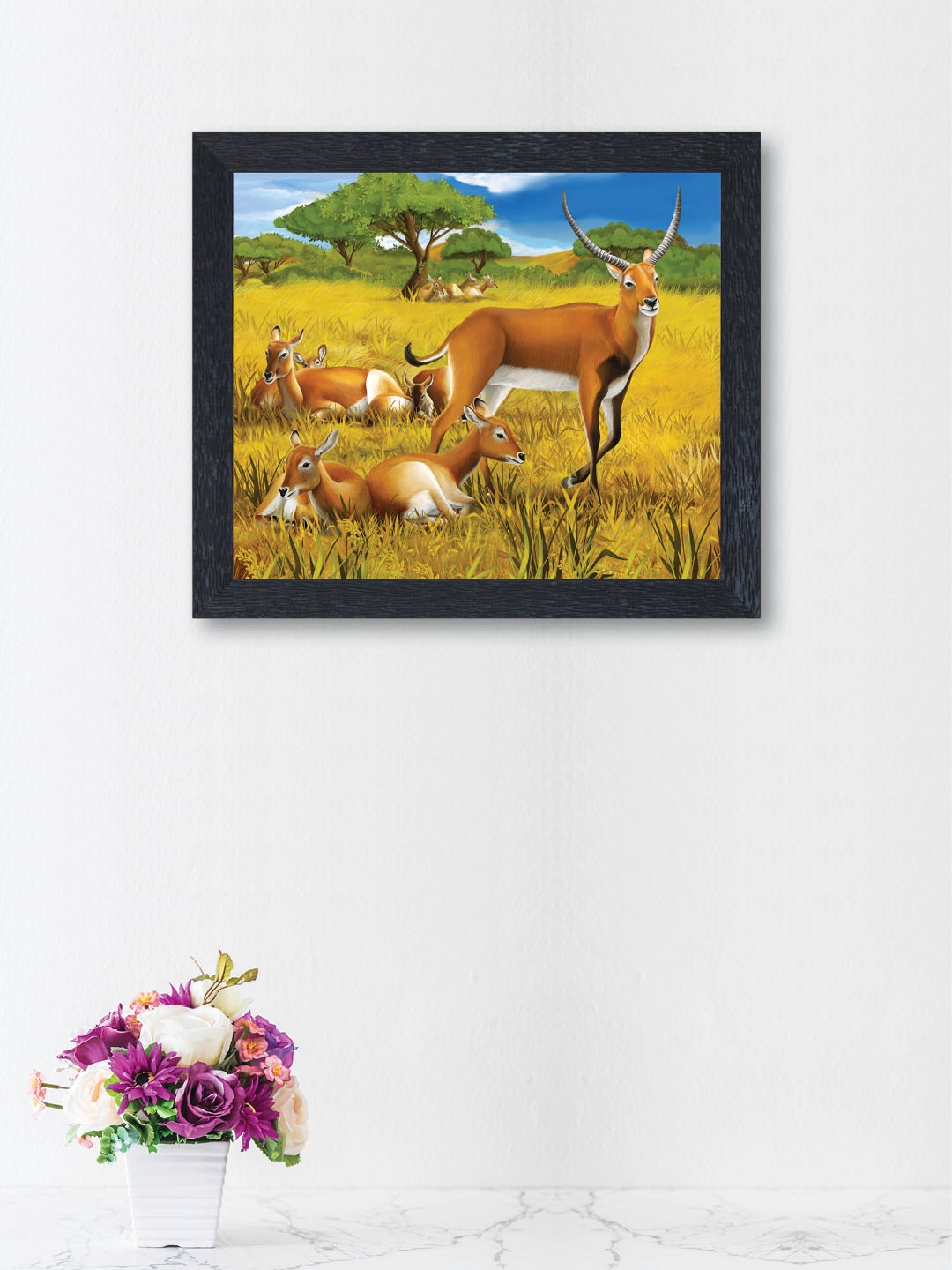 

nest ART Multicoloured Synthetic Wood Animals Hand-Painted Wall Art, Multi