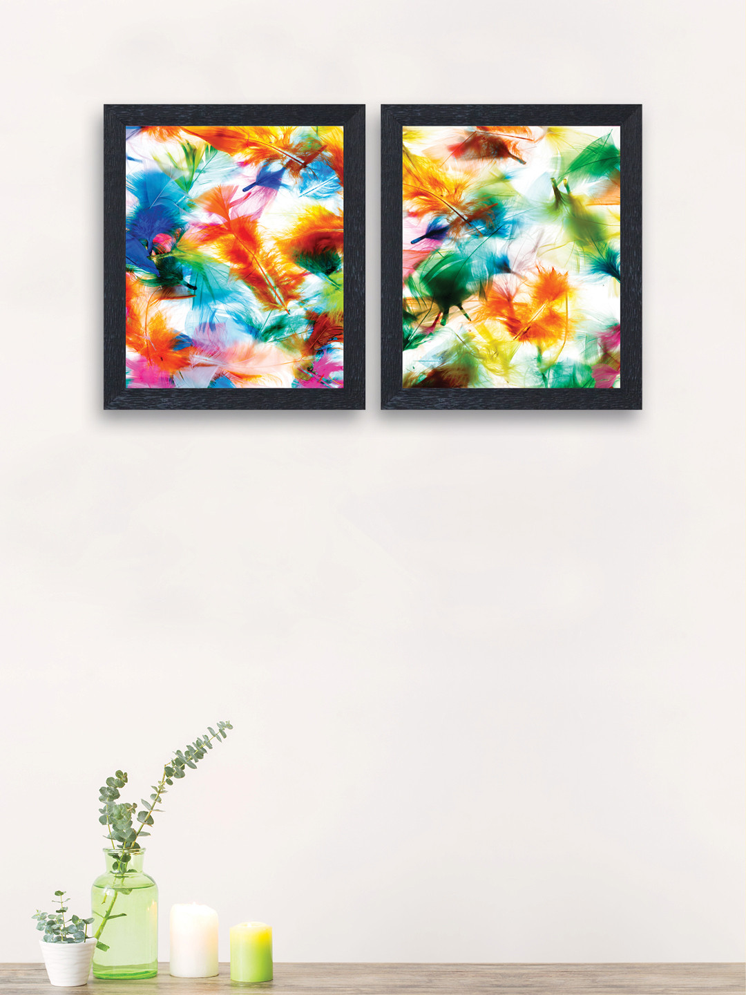 

nest ART Set of 2 Multicoloured Synthetic Wood Abstract Hand-Painted Wall Arts, Multi