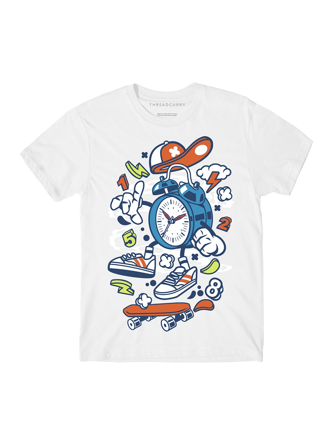

THREADCURRY Boys White Printed Round Neck T-shirt