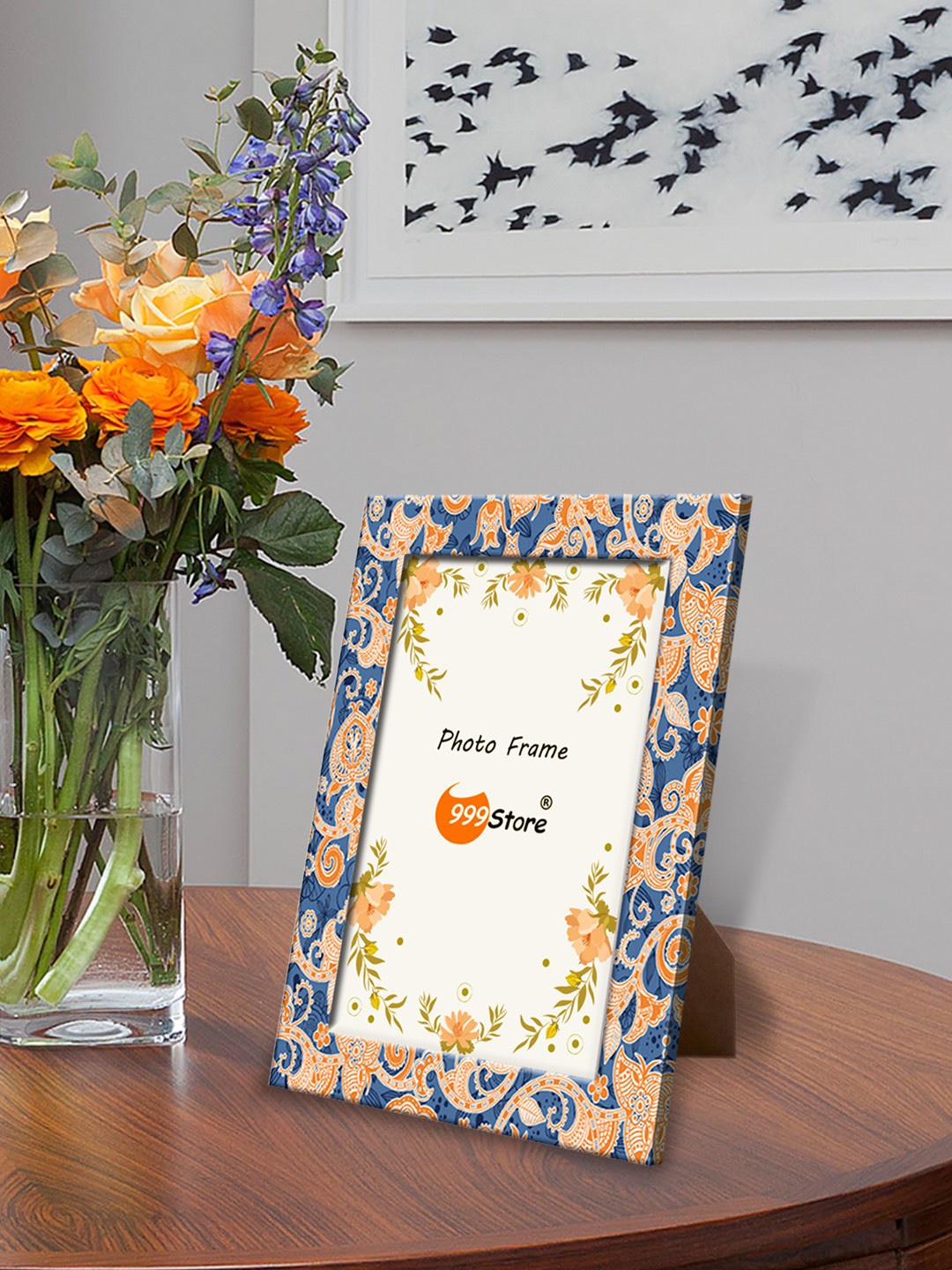 

999Store Orange & Blue Printed Photo Frame