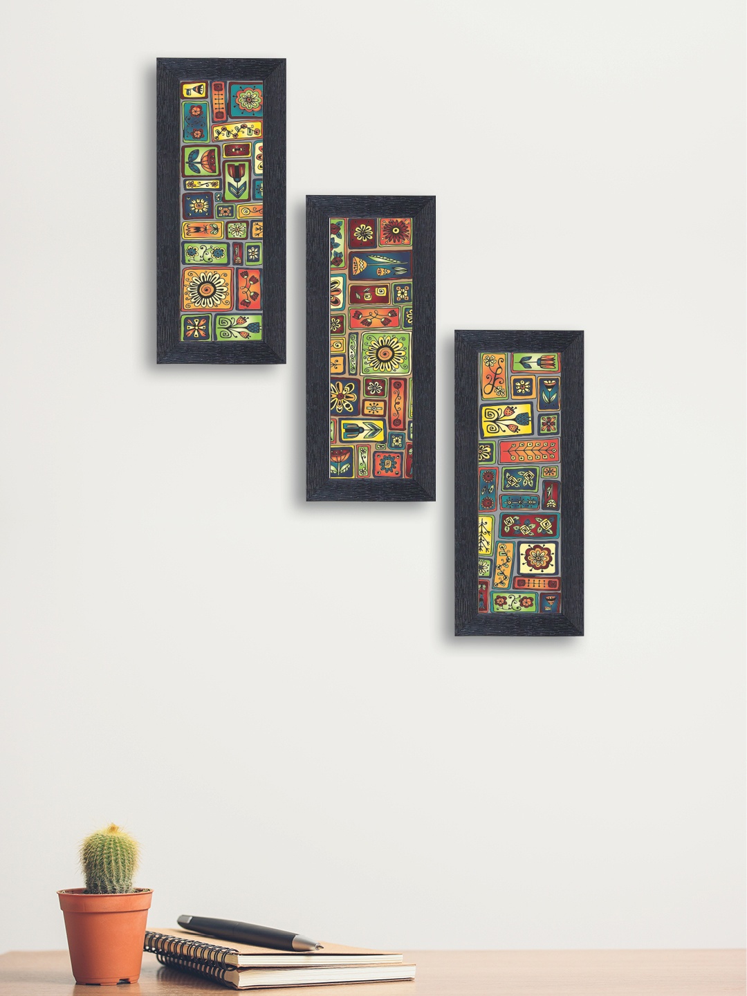 

nest ART Set of 3 Multicoloured Abstract Hand-Painted Wall Arts, Multi