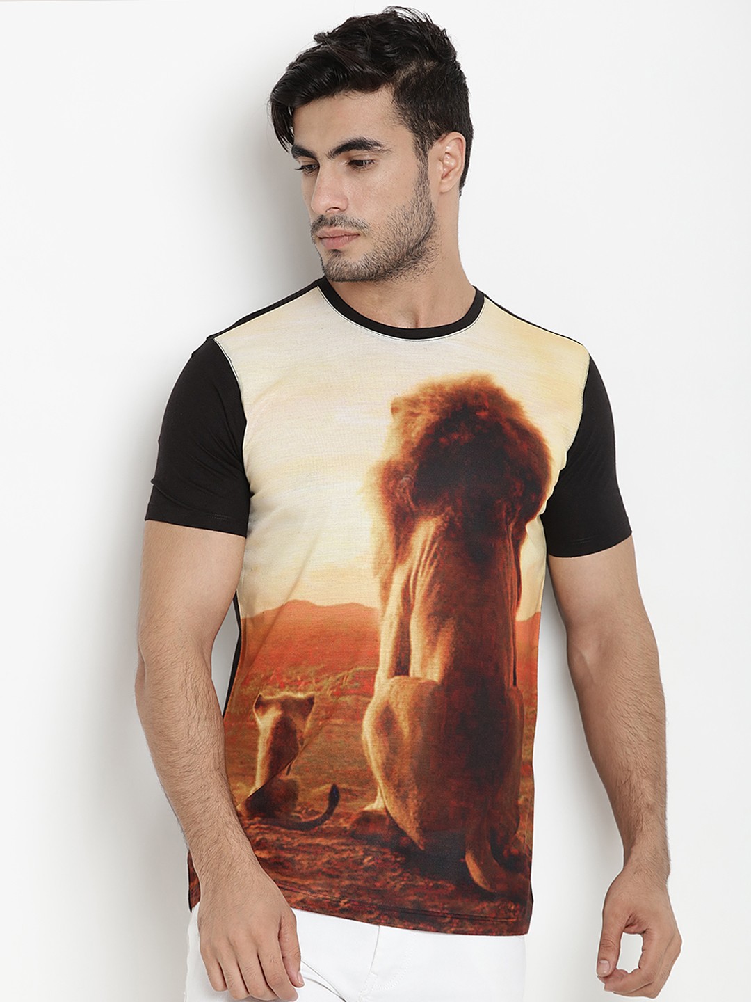 

Disney by Wear Your Mind Men Brown Printed Round Neck T-shirt