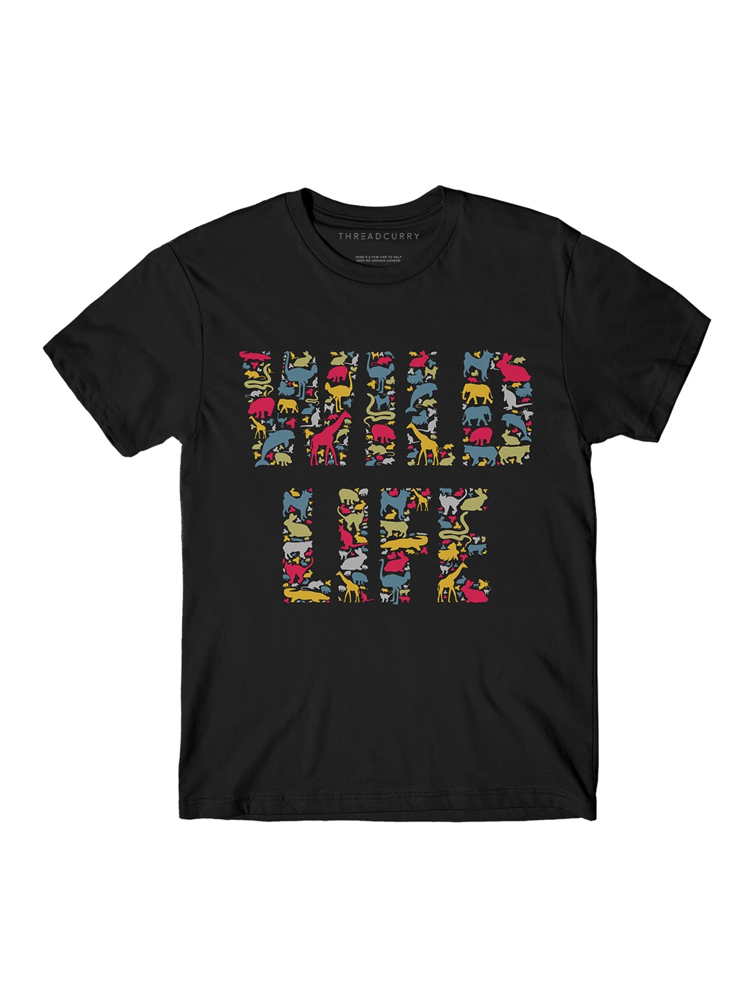 THREADCURRY Boys Black Printed Round Neck T-shirt