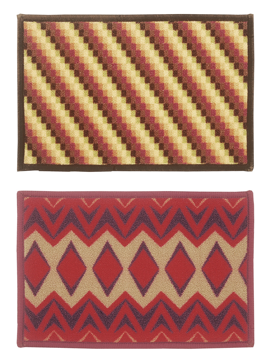 

BIANCA Set of 2 Patterned Anti-Skid Doormats, Brown