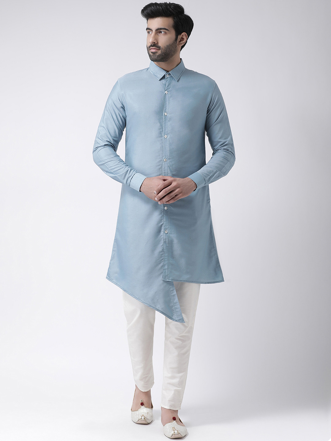 

KISAH Men Blue Solid Straight Kurta