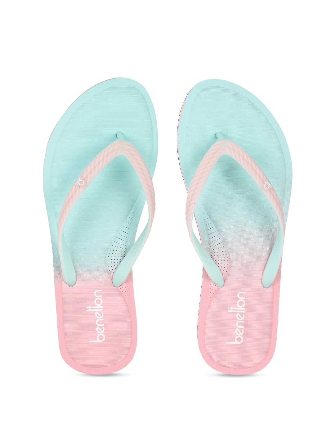 

United Colors of Benetton Women Pink & Blue Printed Thong Flip-Flops