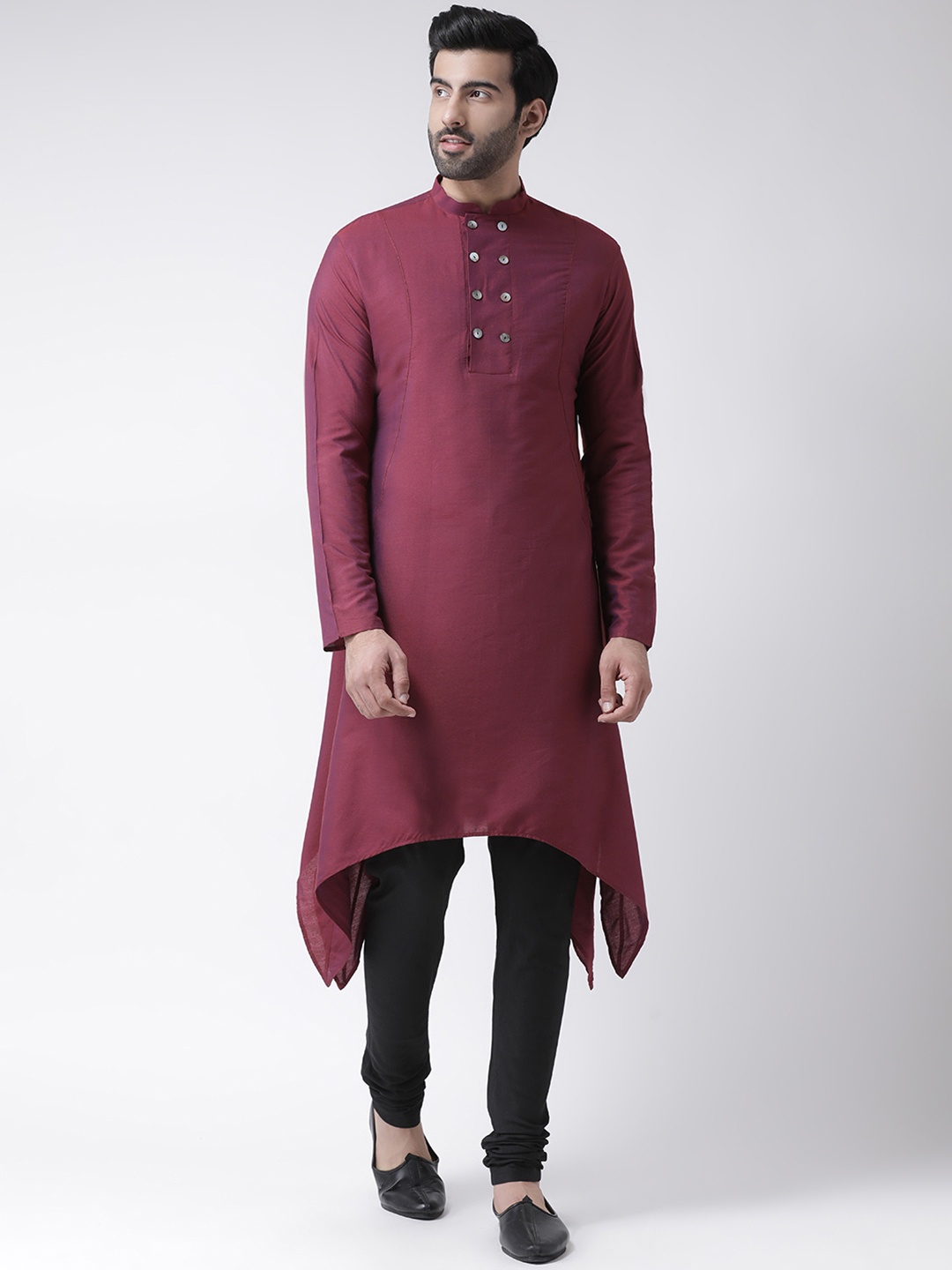 

KISAH Men Magenta Solid Straight Kurta