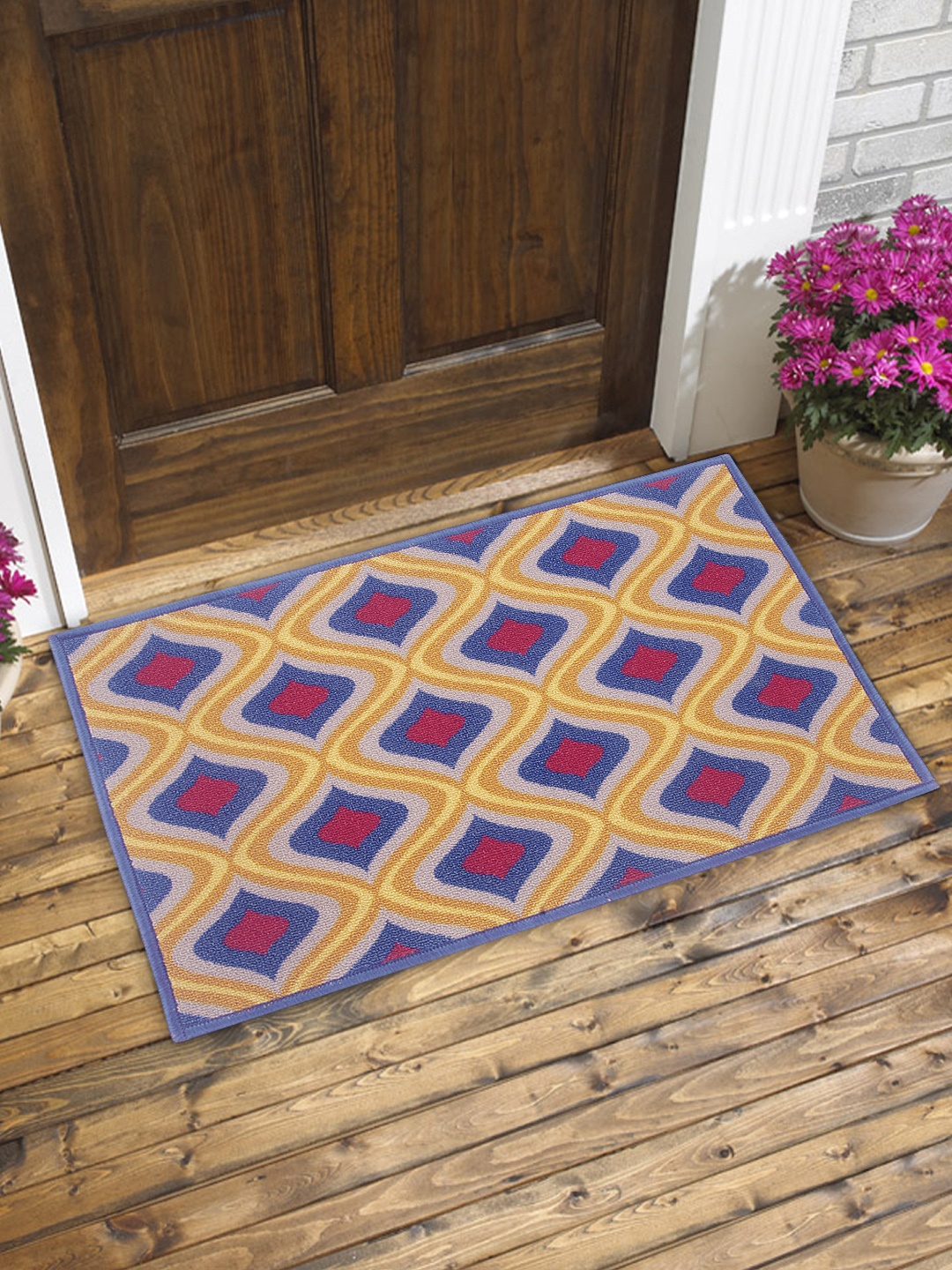BIANCA Set of 2 Printed Anti-Skid Doormats with HD Rubber Backing, Multi