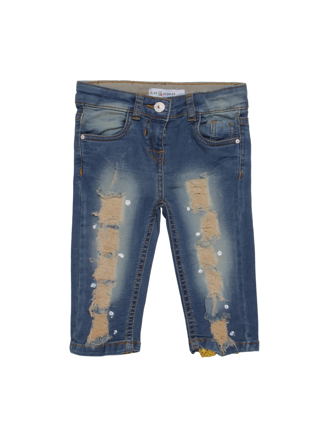 

TALES & STORIES Girls Blue Solid Regular Fit Capris