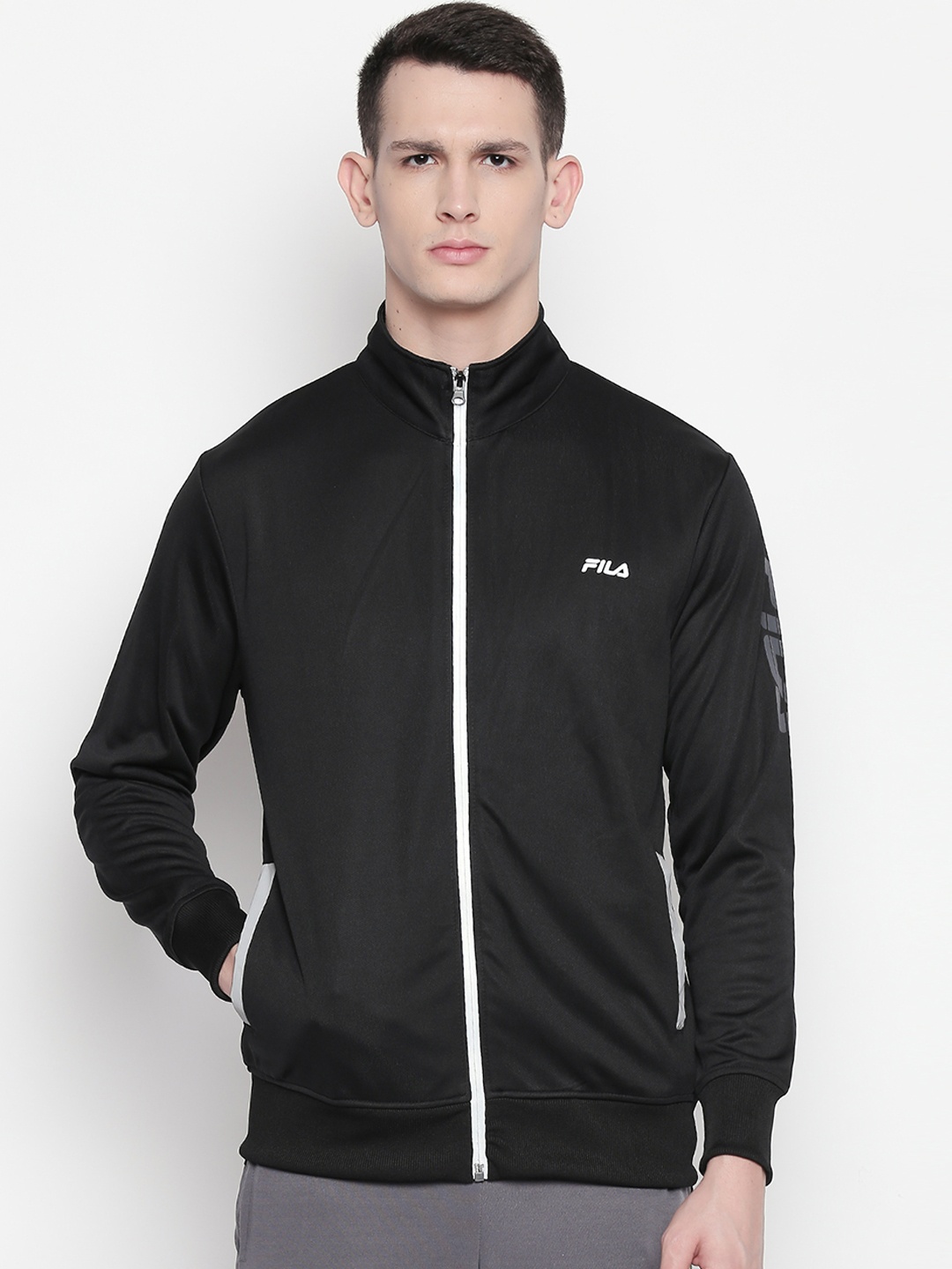 

FILA Men Black Solid Sweatshirt