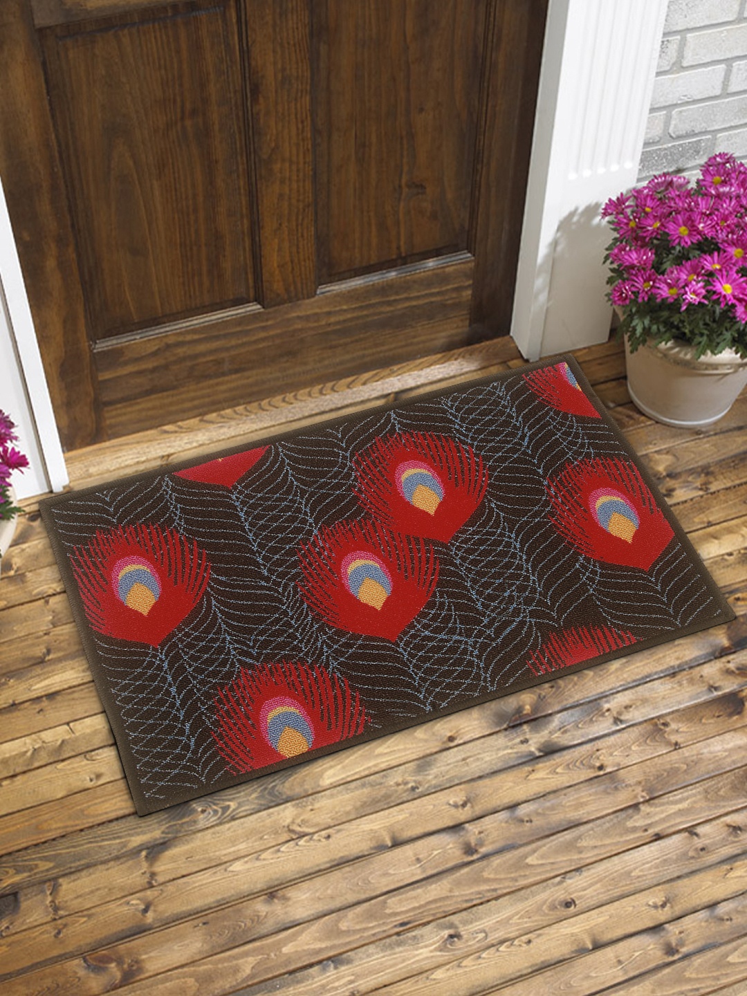

BIANCA Set of 2 Patterned Anti-Skid Doormats, Black