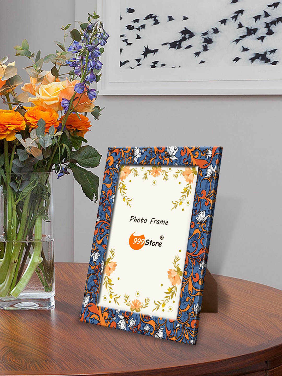 999Store Blue & Orange Printed Photo Frame