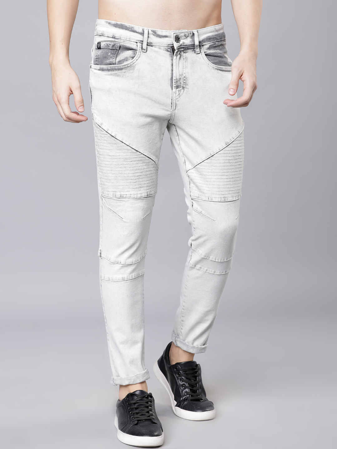 

LOCOMOTIVE Men Grey Tapered Fit Mid-Rise Clean Look Stretchable Jeans