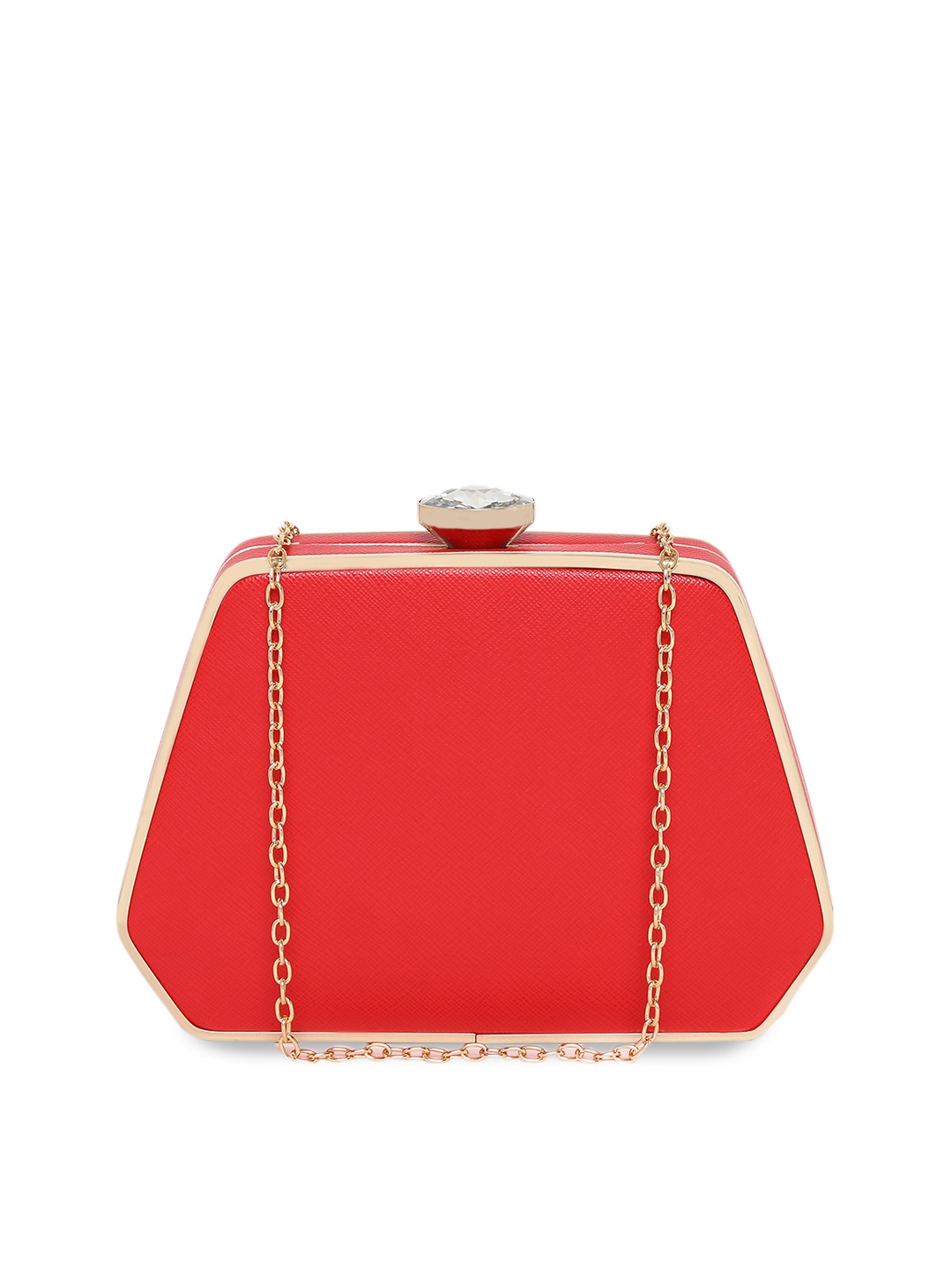 

KLEIO Red Solid Box Clutch