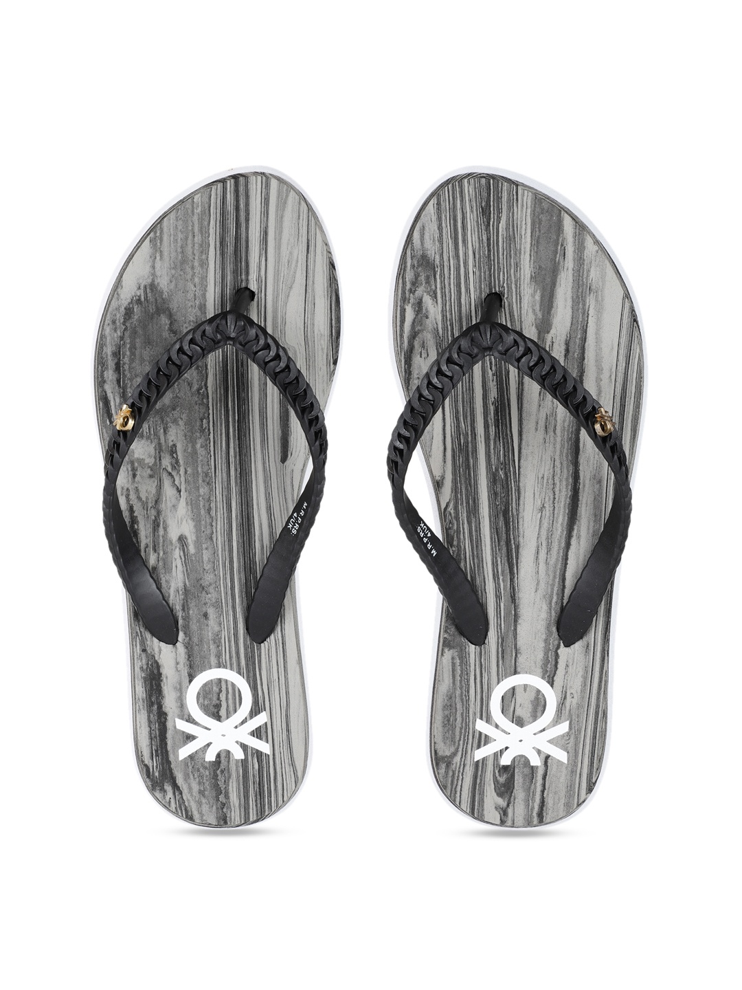 

United Colors of Benetton Women Black Printed Thong Flip-Flops