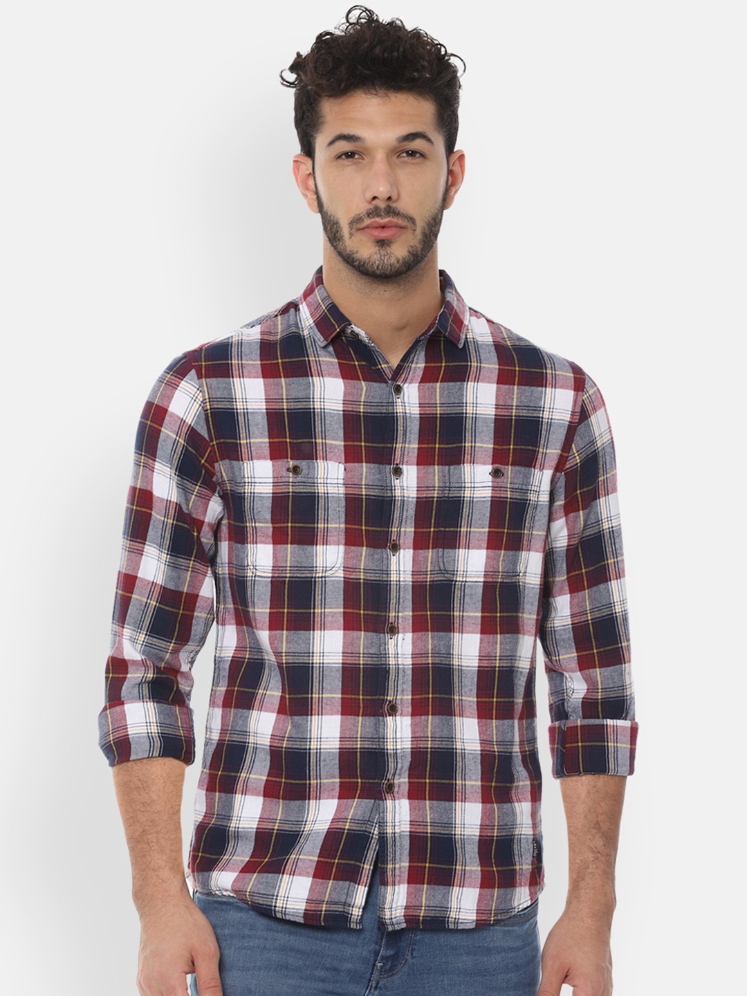 

People Men Multicoloured Regular Fit Checked Casual Shirt, Multi