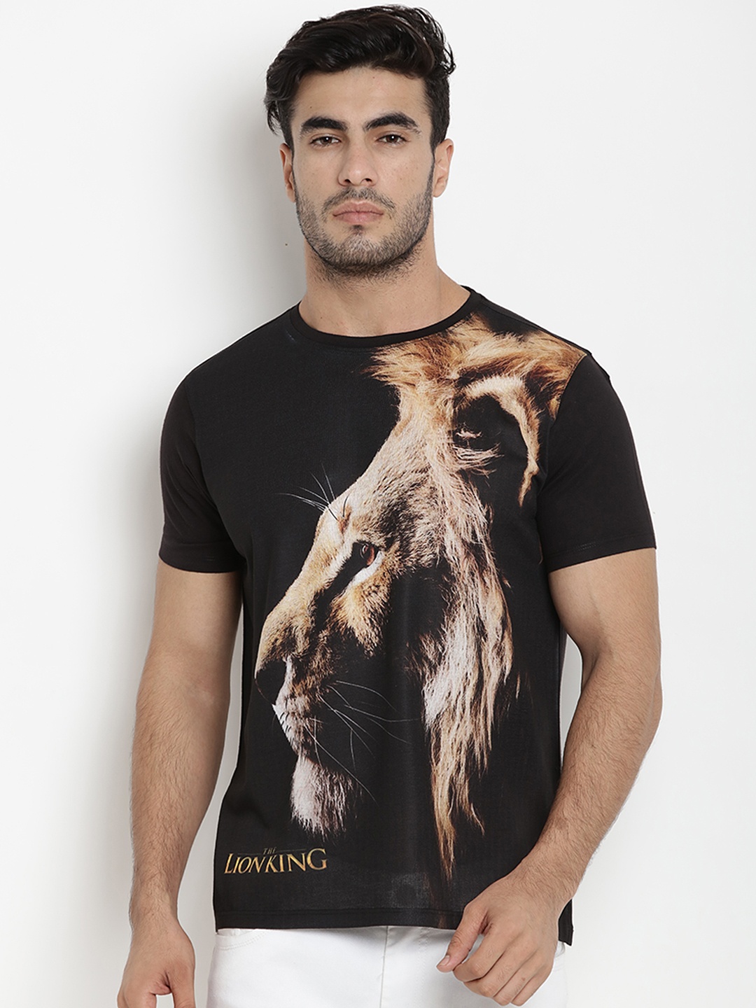 

Disney by Wear Your Mind Men Black Printed Round Neck T-shirt