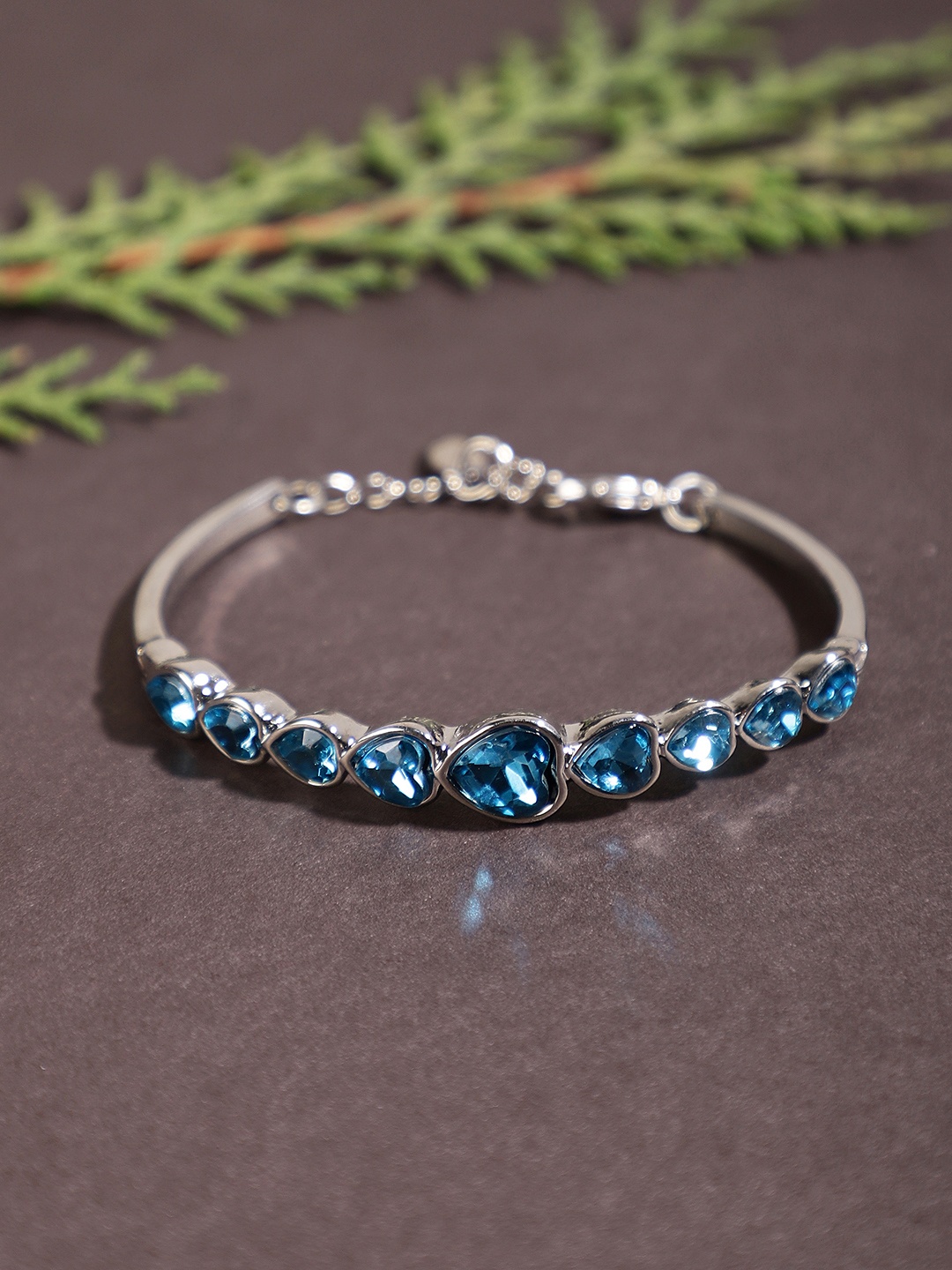 Shining Diva Fashion Silver-Plated Blue Alloy Antique Charm Bracelet
