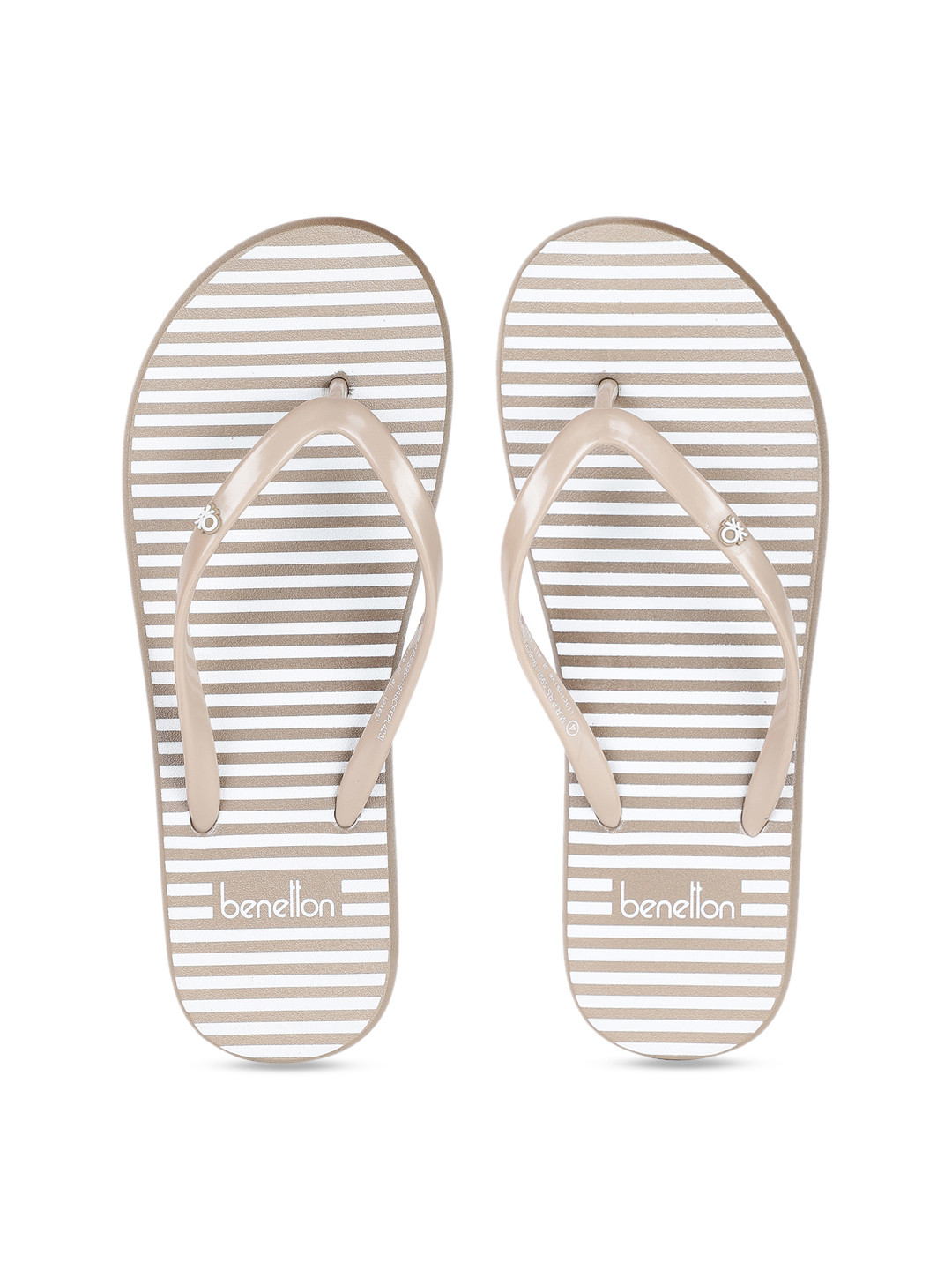 

United Colors of Benetton Women Beige Printed Thong Flip-Flops