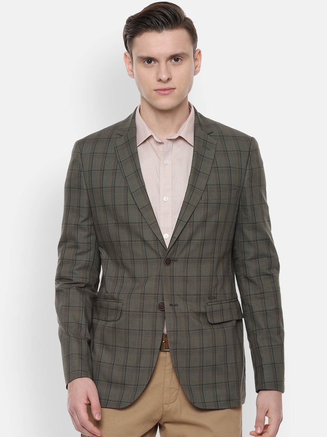 

Van Heusen Sport Men Olive Checked Blazer