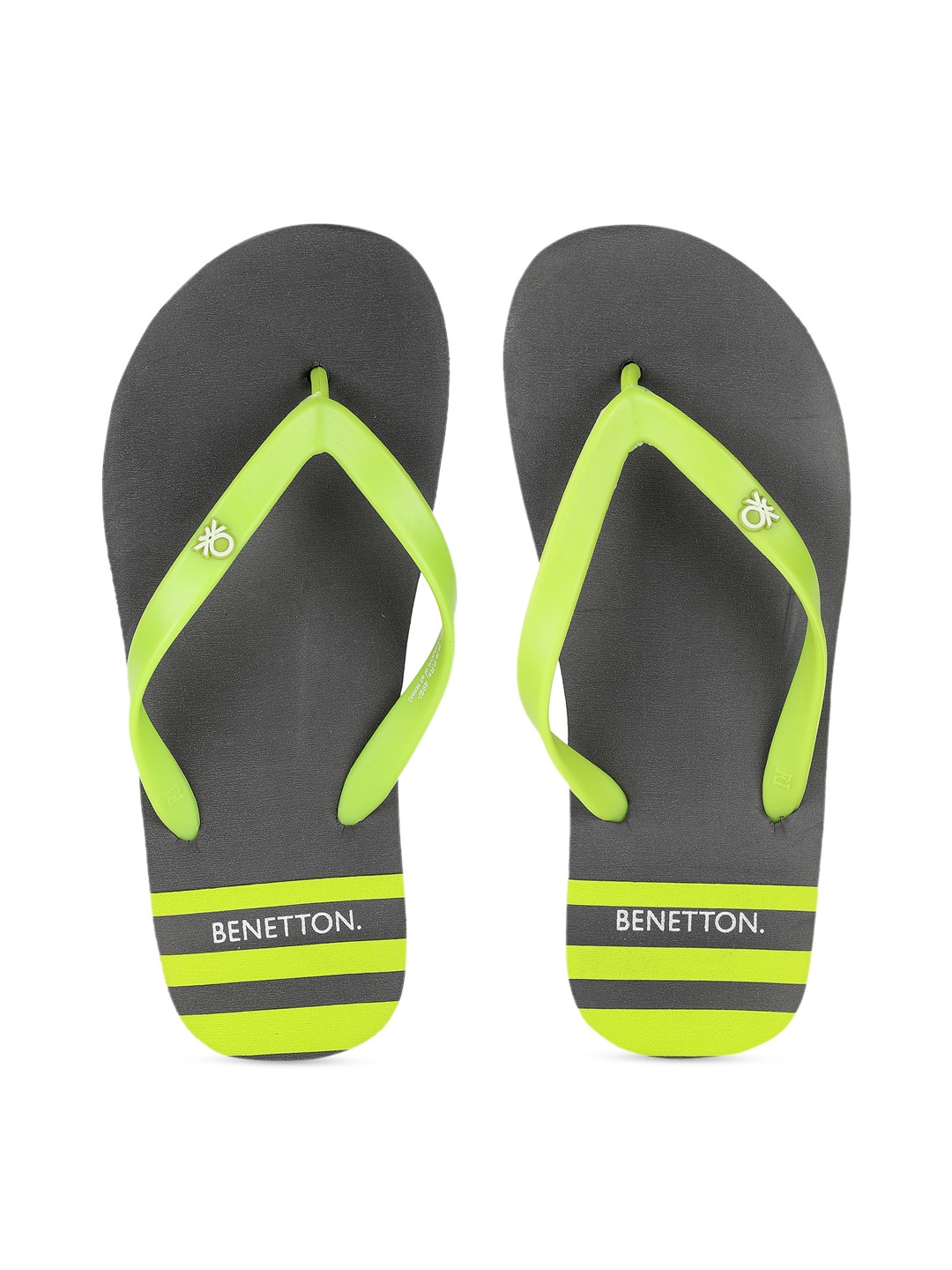 

United Colors of Benetton Men Grey & Green Printed Thong Flip-Flops