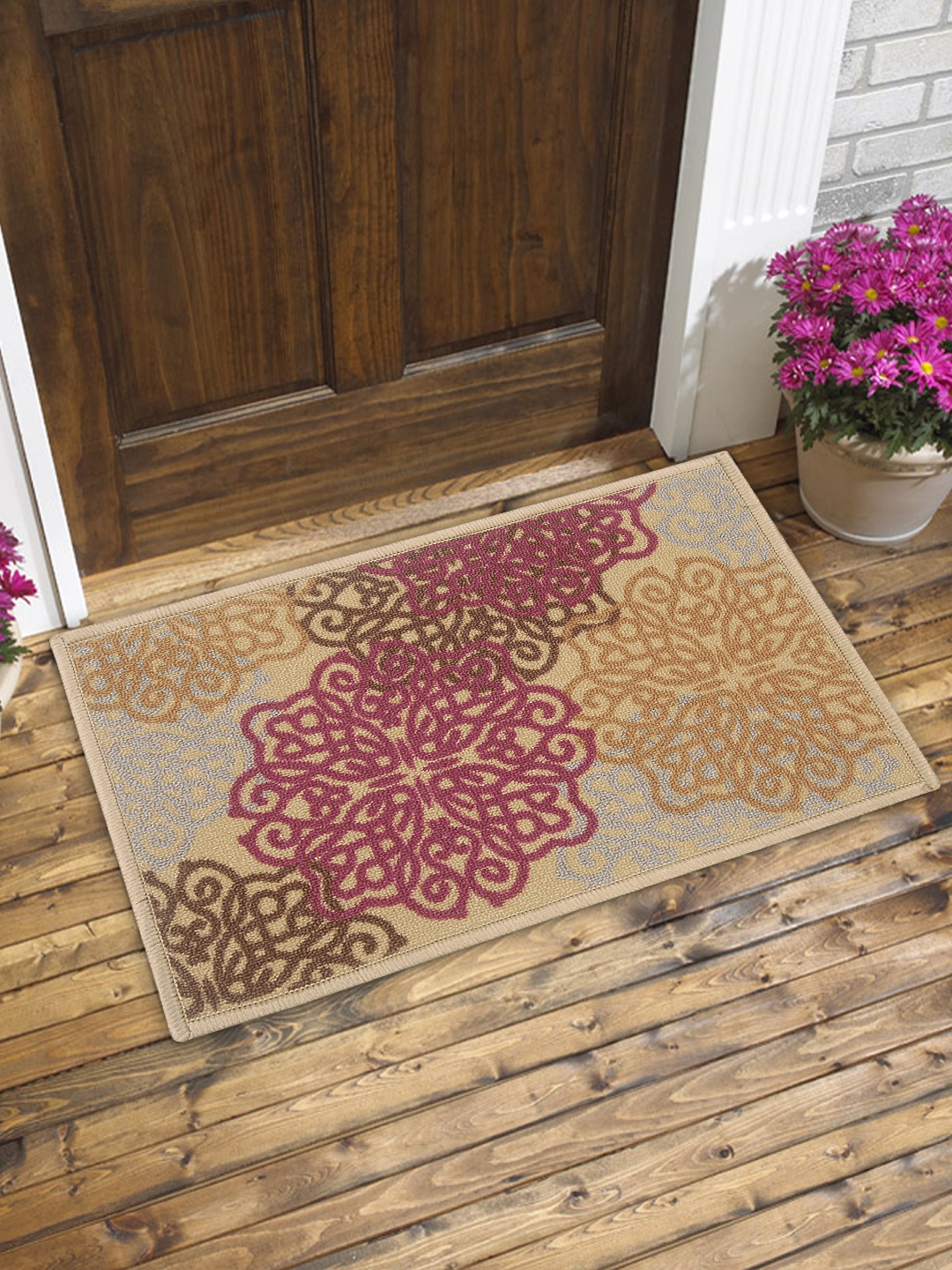 

BIANCA Set of 2 Patterned Anti-Skid Doormats, Beige