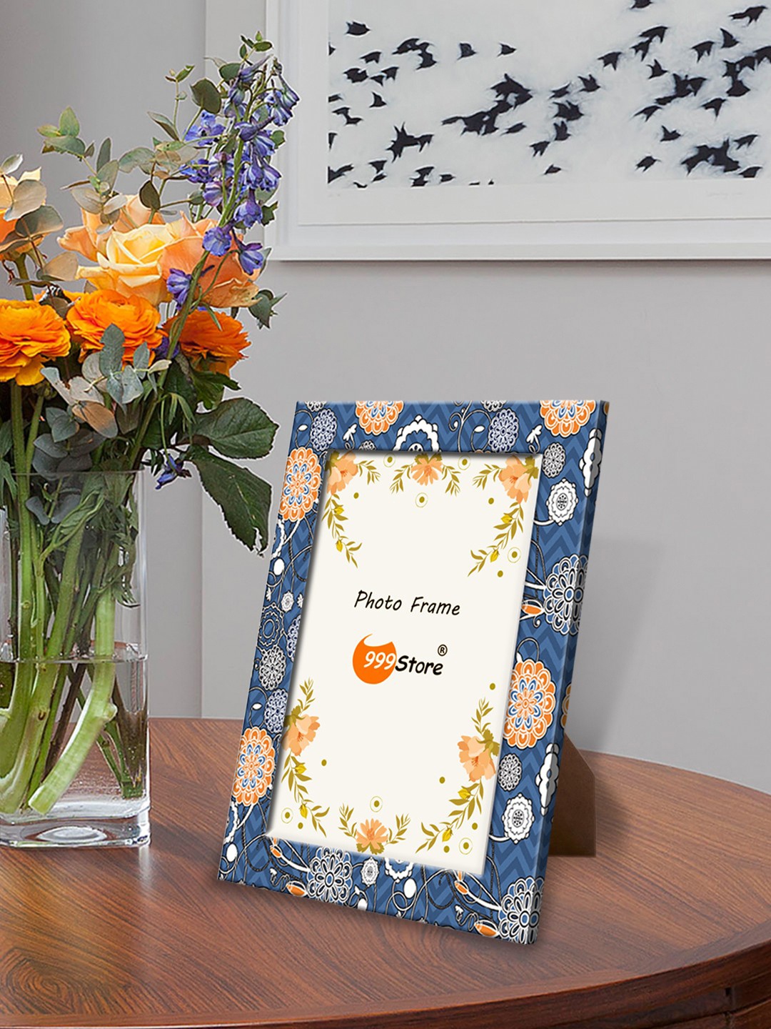 

999Store Blue & Yellow Printed Photo Frame, Multi