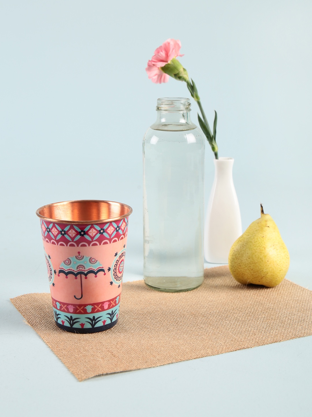 

Chumbak Pink & Green Mandala Showers Copper Glass