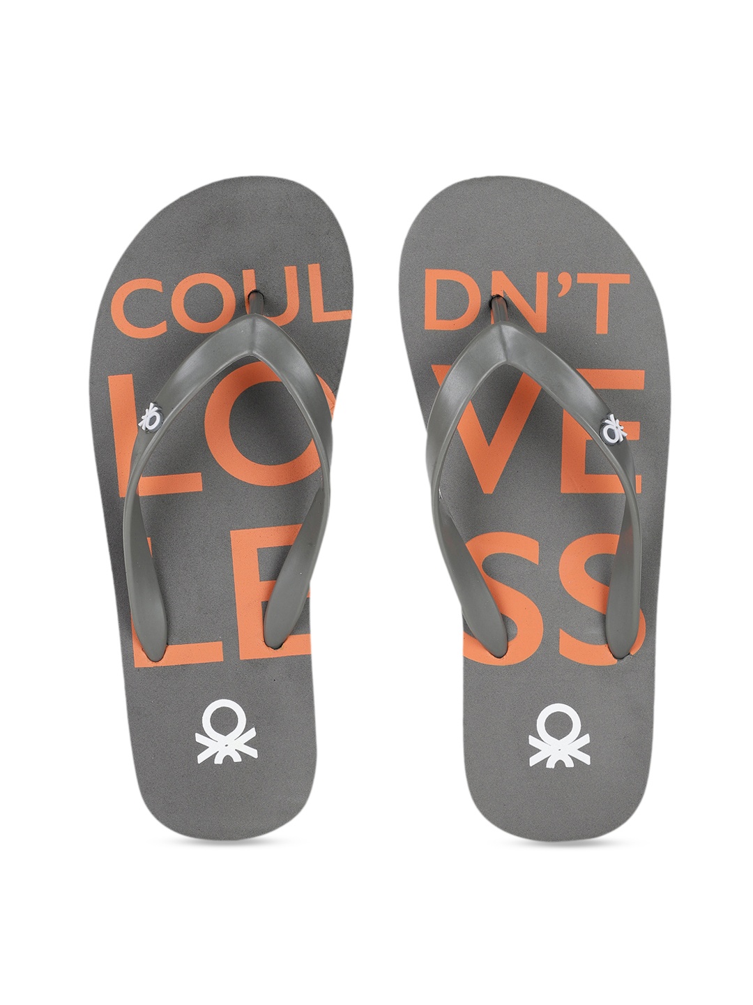 

United Colors of Benetton Men Grey & Orange Printed Thong Flip-Flops