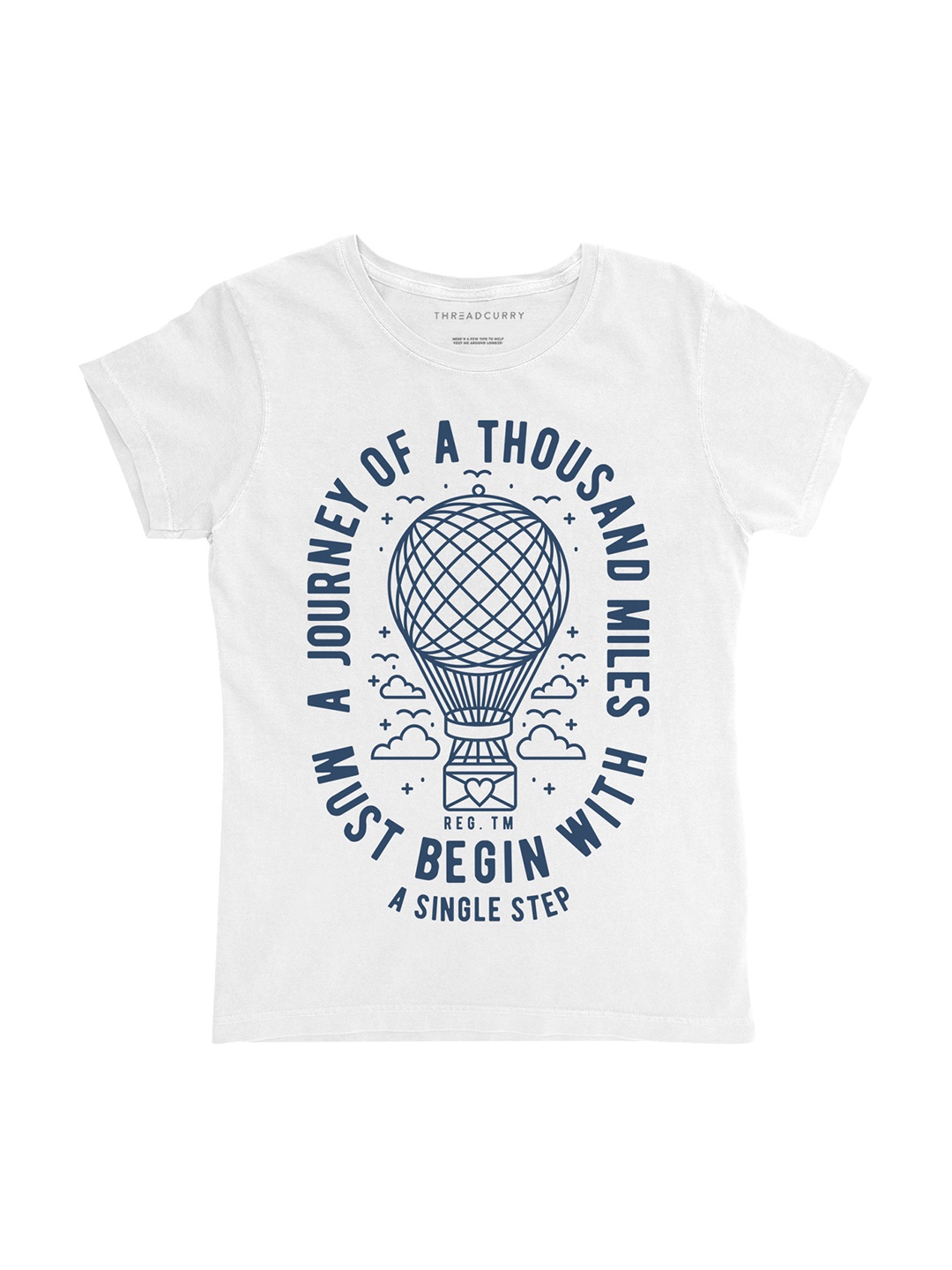 

THREADCURRY Girls White Printed Round Neck T-shirt