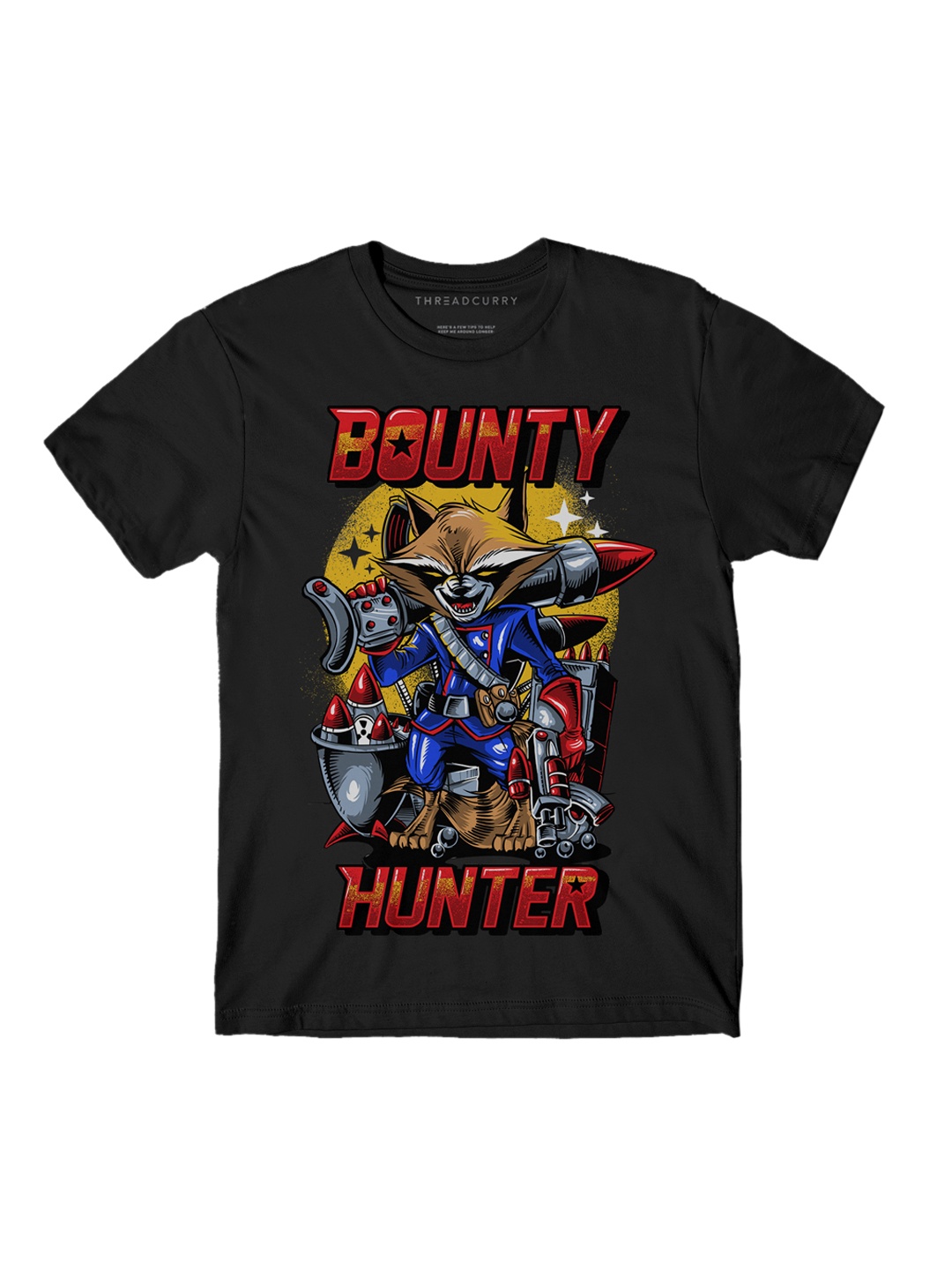 

THREADCURRY Boys Black Bounty Hunter Printed Round Neck T-shirt
