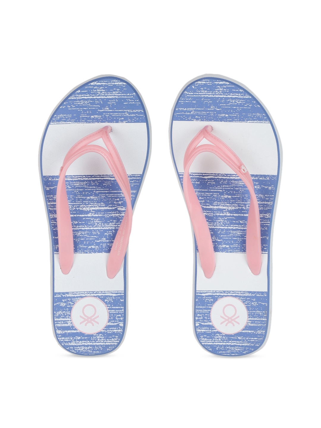 

United Colors of Benetton Women Blue & White Striped Thong Flip-Flops
