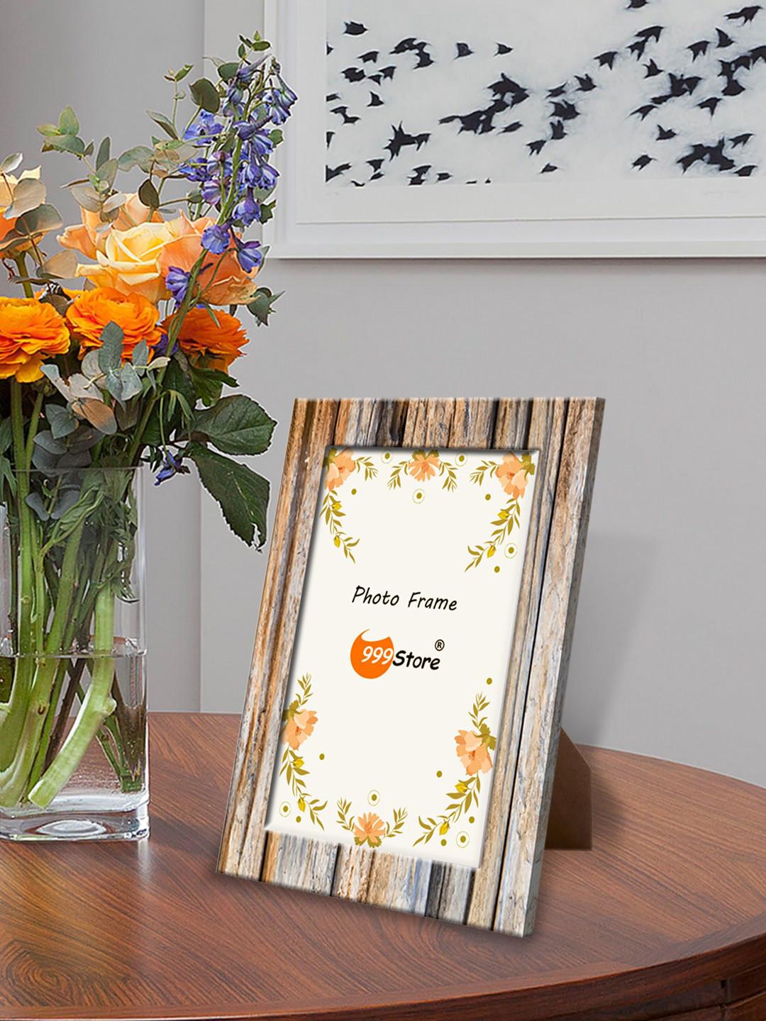 

999Store Brown Printed Photo Frame