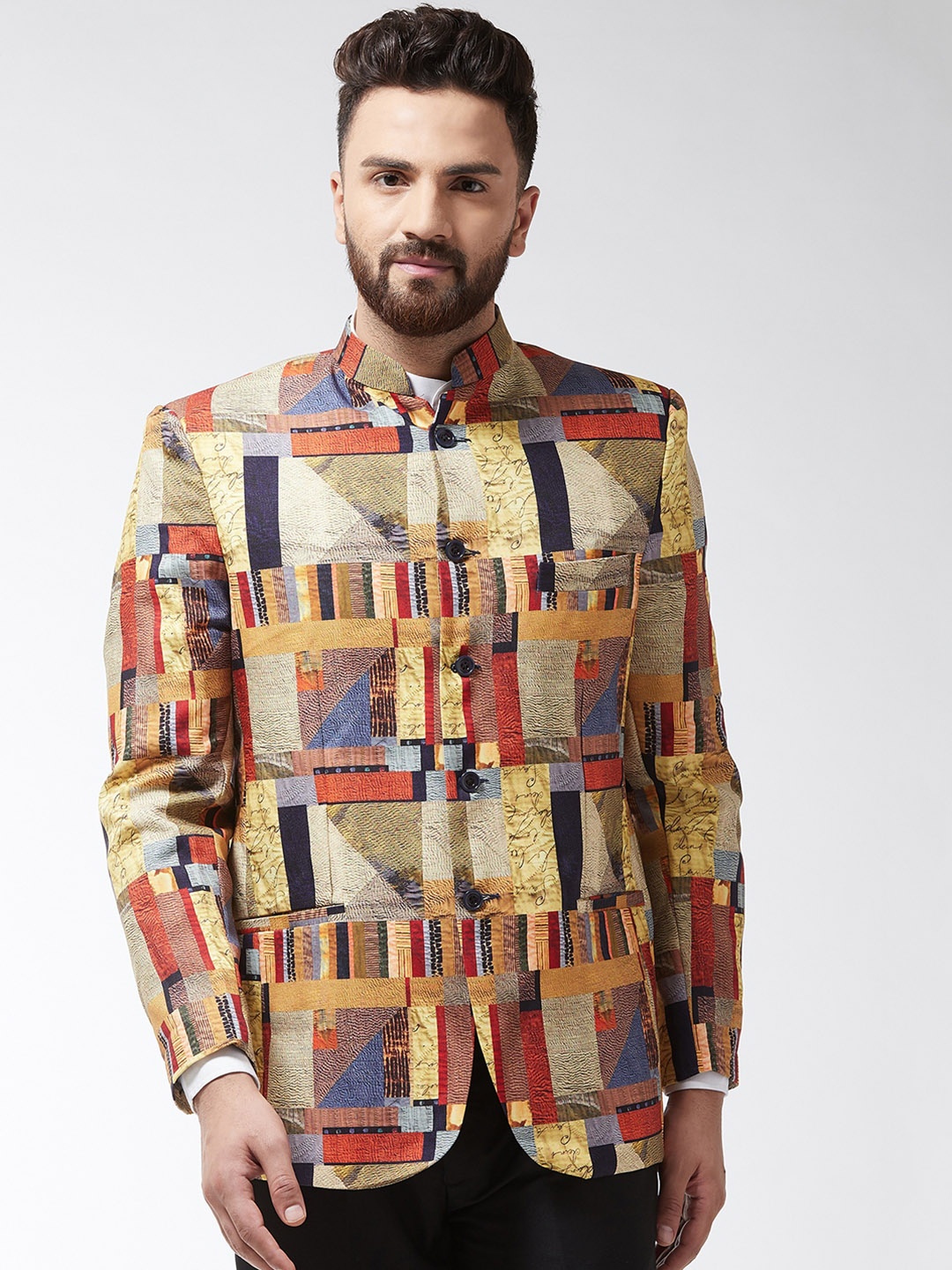 

SOJANYA Men Multicoloured Printed Bandhgala Blazer, Multi
