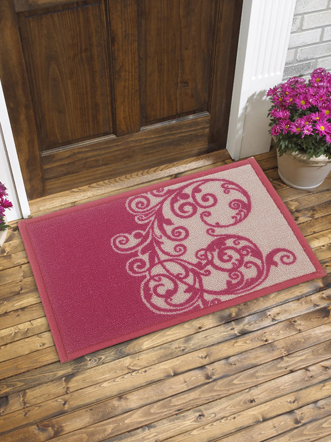 

BIANCA Set of 2 Patterned Anti-Skid Doormats, Pink