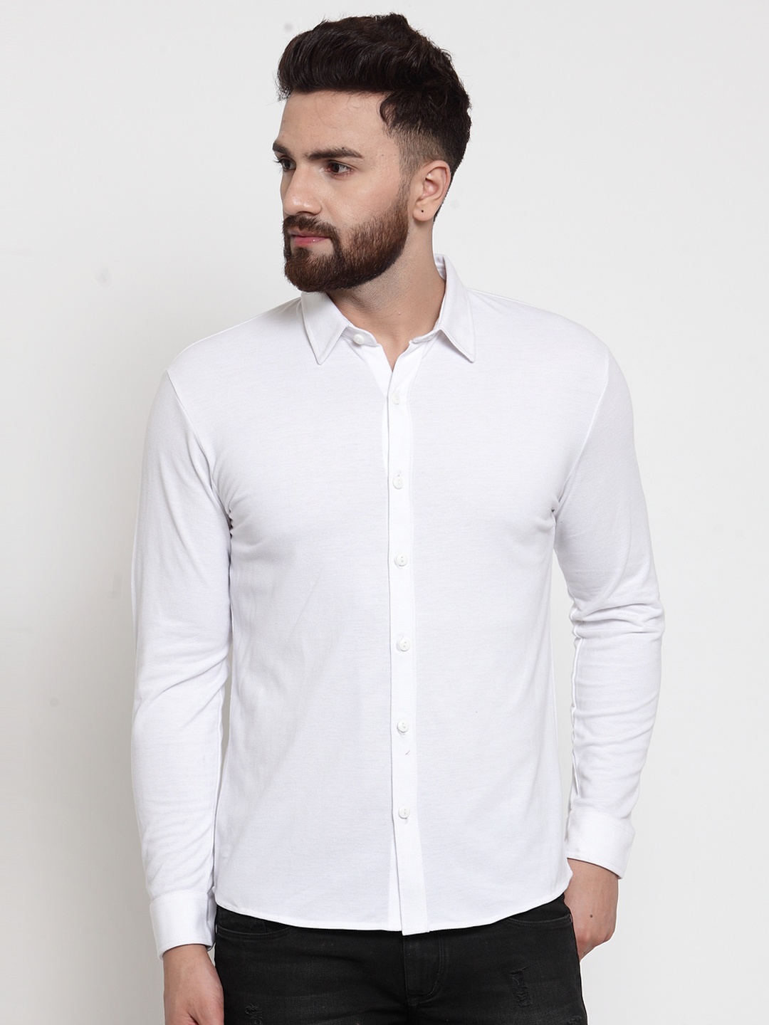 

WILD WEST Men White Regular Fit Solid Casual Shirt