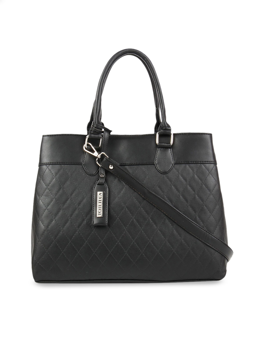 

Toteteca Black Textured Handheld Bag