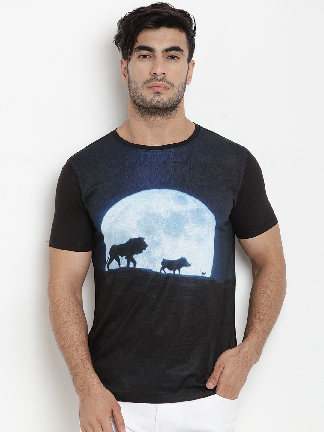 

Disney by Wear Your Mind Men Black Printed Round Neck T-shirt